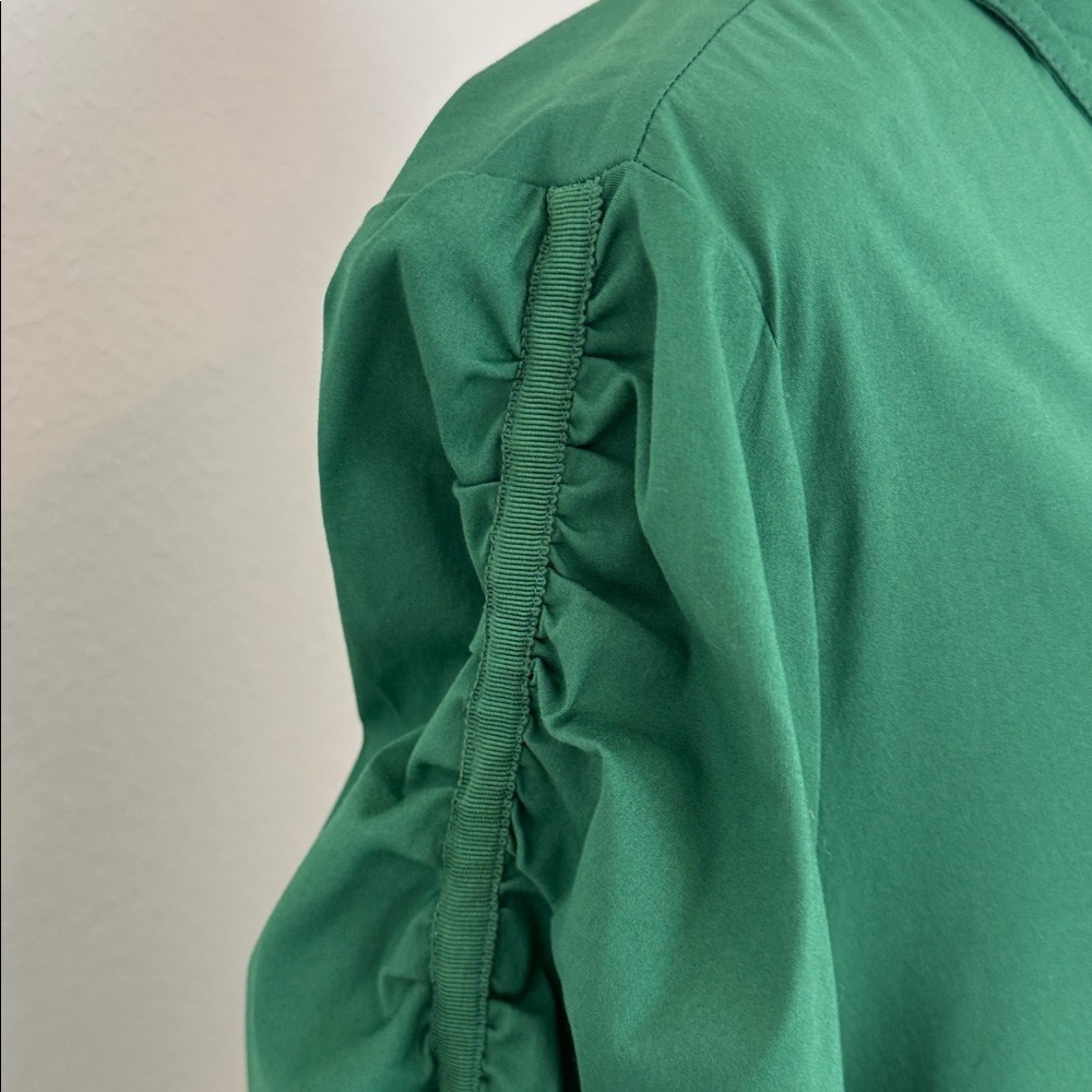 Chico's Ruched Sleeve Popover Green Midi Dress - Picture 3 of 7